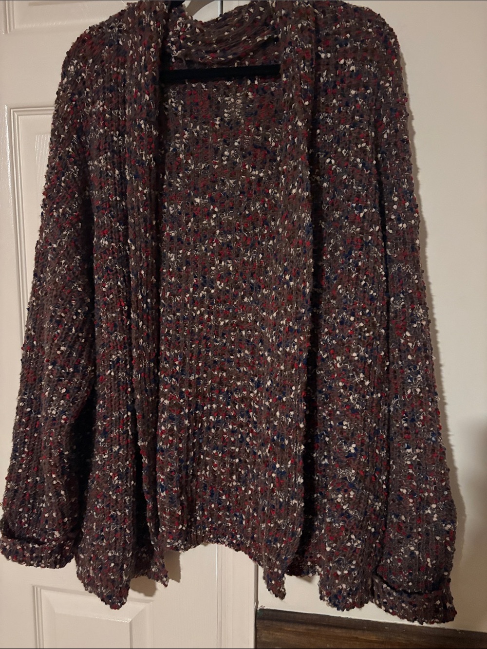 Cozy Marled Open-Front Women's Cardigan Sweater - Brown Multi
